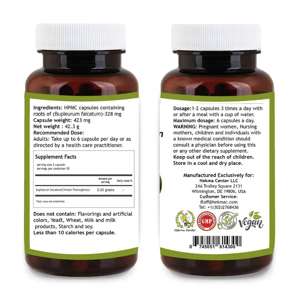 Bupleurum Falcatum Root – Organic Bupleurum Chinese – 100 Capsules
