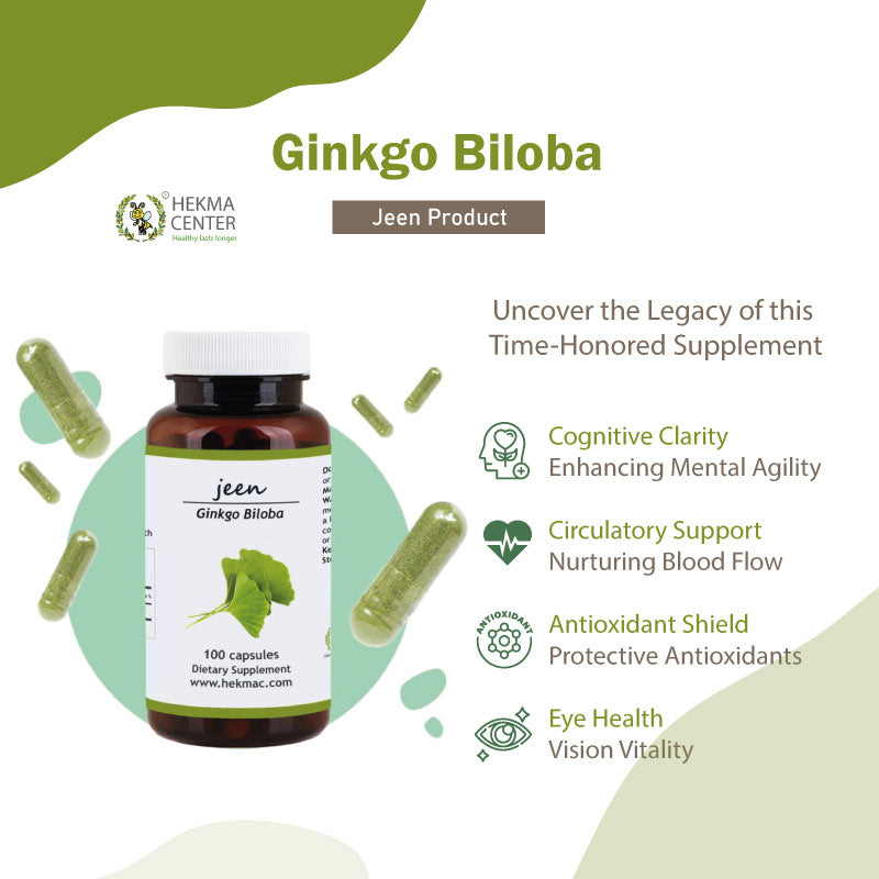 Ginkgo Biloba Leaf Capsules – Organic Ginkgo Leaves- 100 Capsules