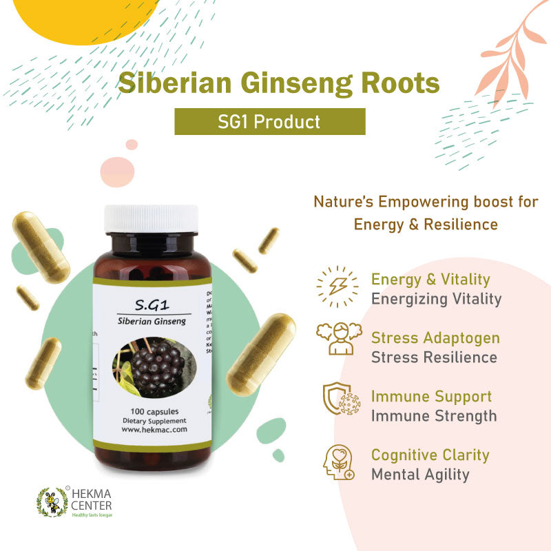 Siberian Ginseng Root- Organic Eleutherococcus Senticosus- 100 Capsules