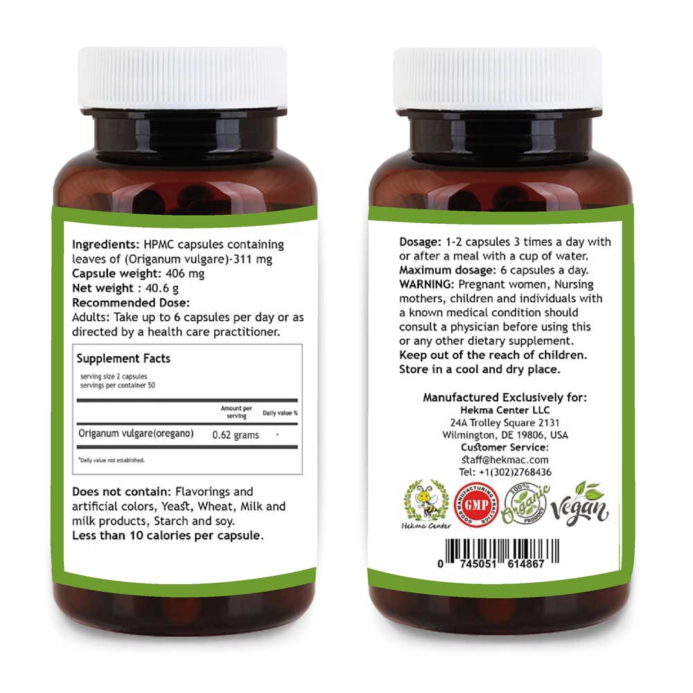 Oregano Leaf – Organic Marjoram – 100 Capsules