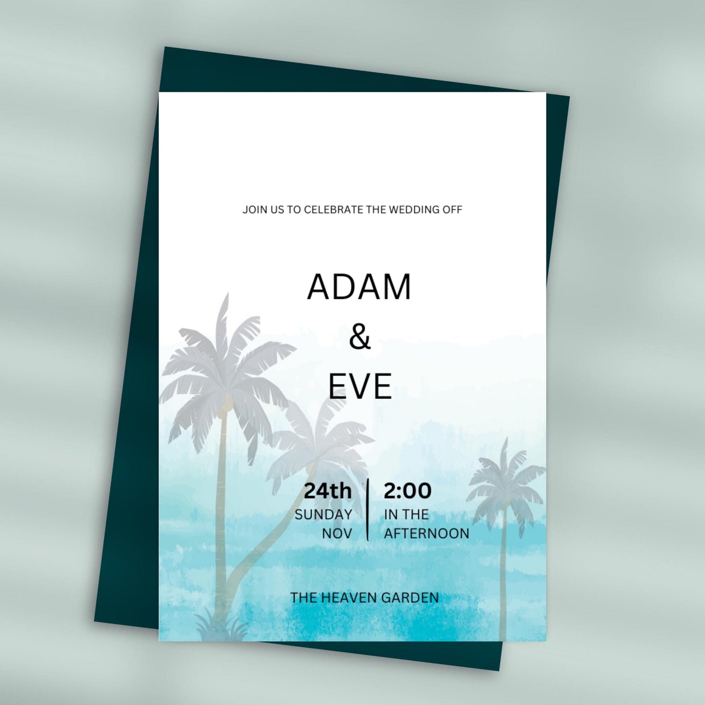 Tropical Wedding Invitation | Beach Wedding Save the Date Card | Destination Wedding Invite | Digital Printable & Editable Template