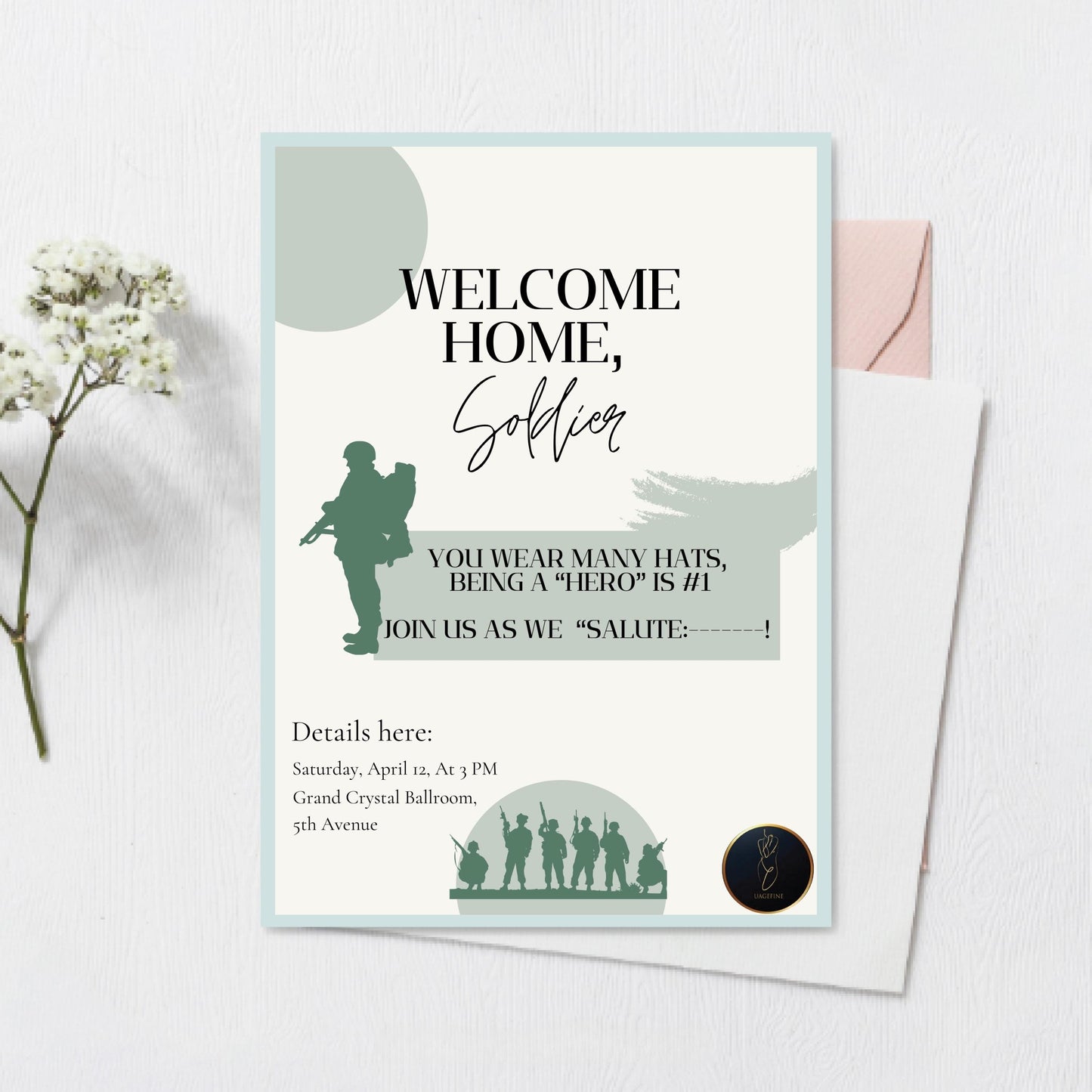 Customized Military Welcome Home Invite | Editable Soldier Homecoming Card | Printable Veteran Party Personalized Invitation