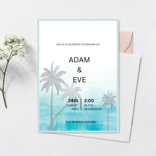 Tropical Wedding Invitation | Beach Wedding Save the Date Card | Destination Wedding Invite | Digital Printable & Editable Template