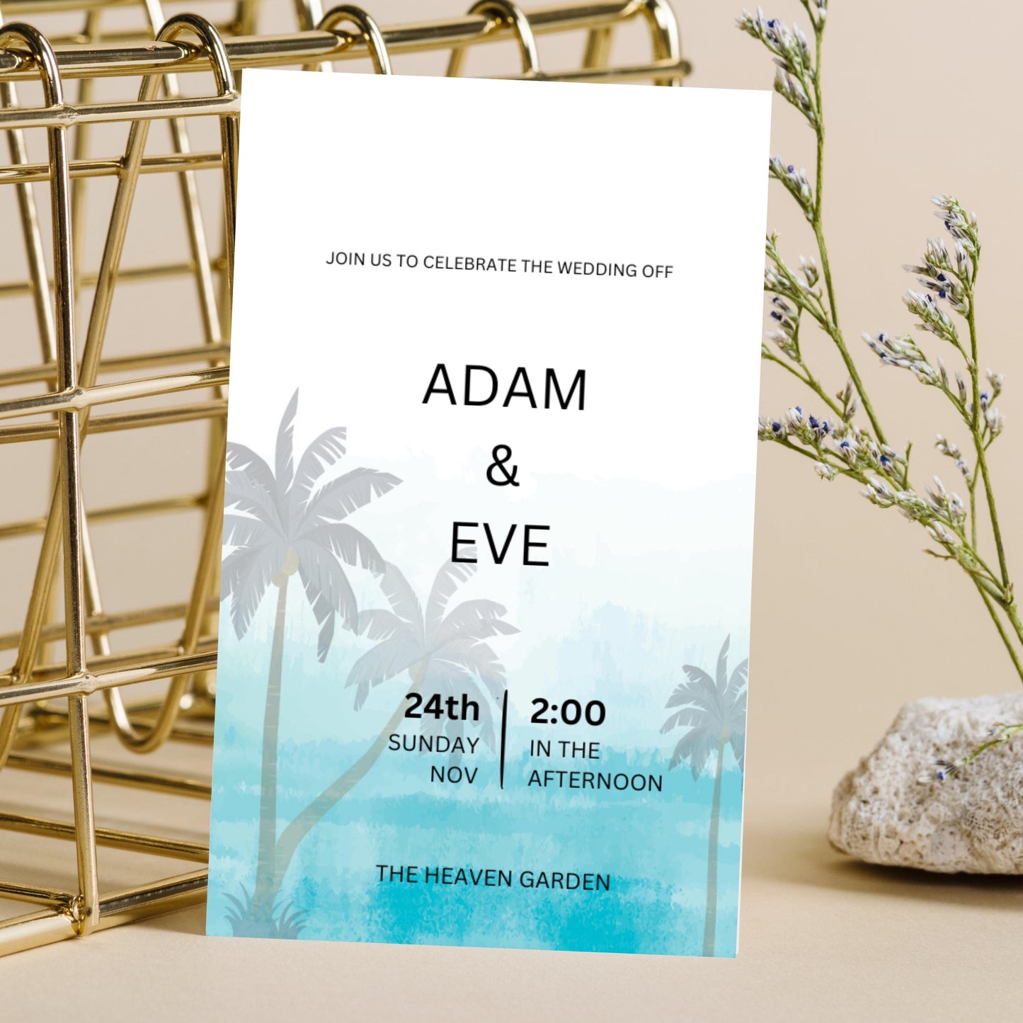 Tropical Wedding Invitation | Beach Wedding Save the Date Card | Destination Wedding Invite | Digital Printable & Editable Template