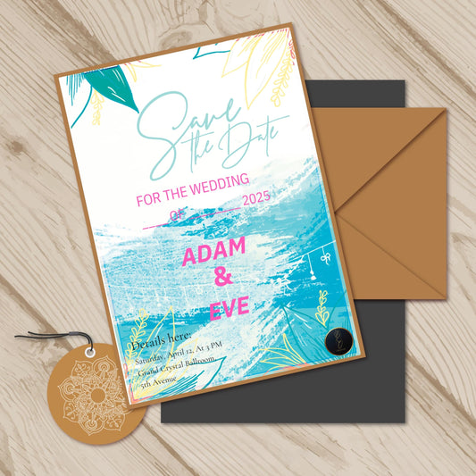 Save the Date Wedding Invitation | Elegant Digital Wedding Invite | Printable Wedding Announcement Card | Editable Template