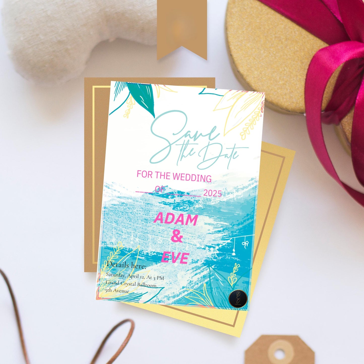 Save the Date Wedding Invitation | Elegant Digital Wedding Invite | Printable Wedding Announcement Card | Editable Template