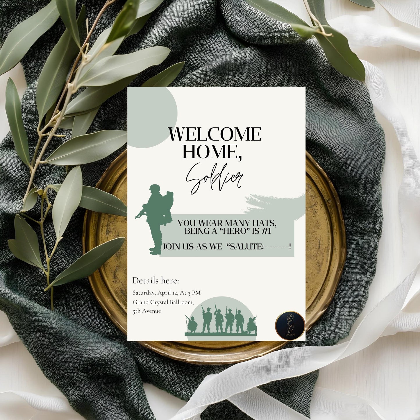 Customized Military Welcome Home Invite | Editable Soldier Homecoming Card | Printable Veteran Party Personalized Invitation