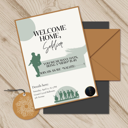 Customized Military Welcome Home Invite | Editable Soldier Homecoming Card | Printable Veteran Party Personalized Invitation