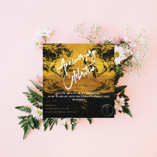 Customized Gold Anniversary Invite | Elegant Digital Card | Printable Anniversary Party Invite | 25th Wedding Anniversary