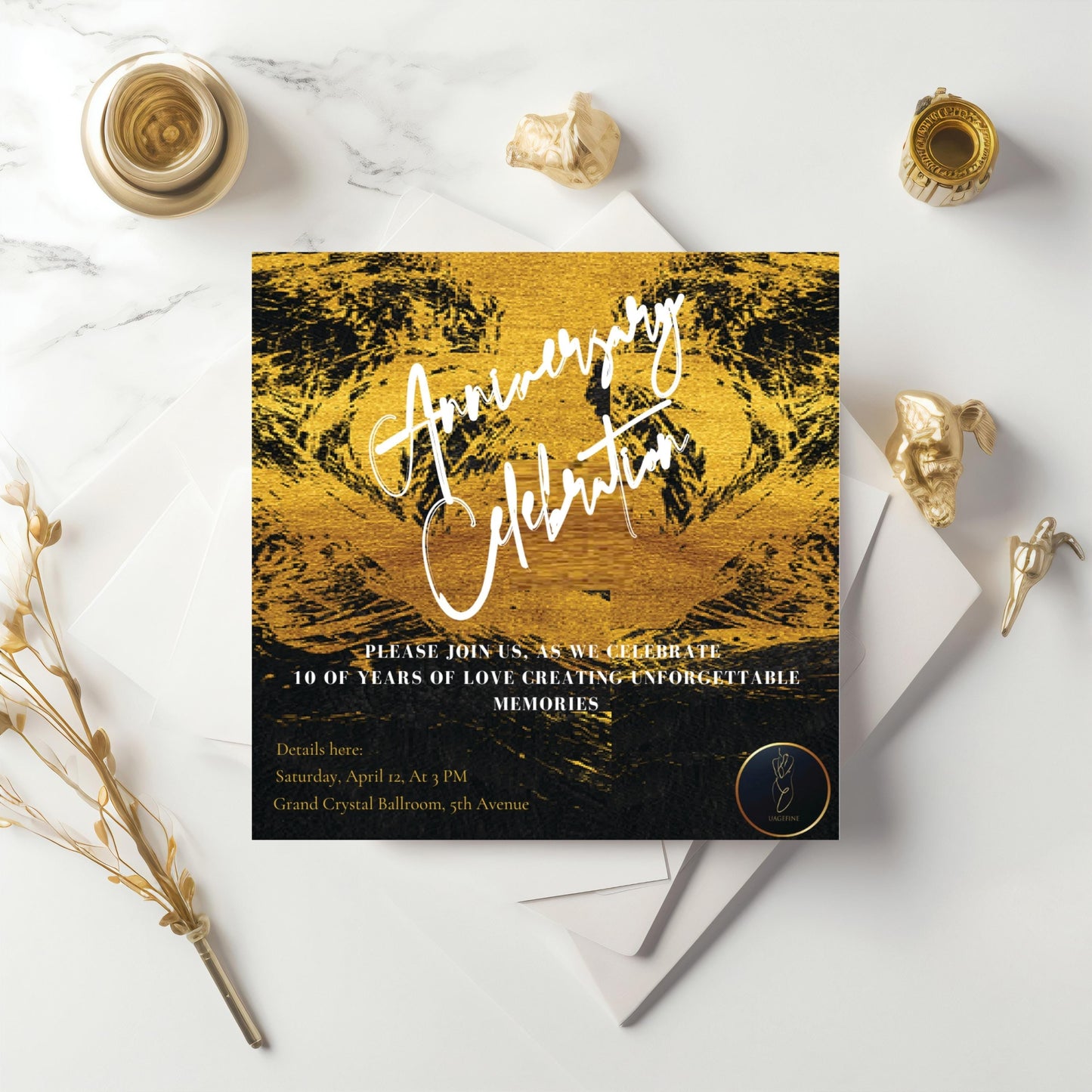 Customized Gold Anniversary Invite | Elegant Digital Card | Printable Anniversary Party Invite | 25th Wedding Anniversary