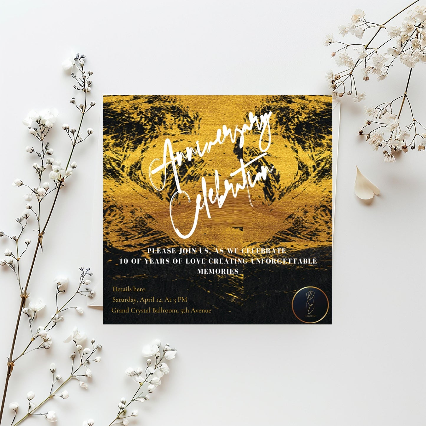 Customized Gold Anniversary Invite | Elegant Digital Card | Printable Anniversary Party Invite | 25th Wedding Anniversary