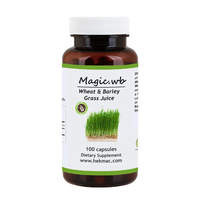 Wheat Grass Juice & Barley Grass Juice - Extract 1:25 - Organic Horedum vulgare and Triticum aestivum - 100 Capsules