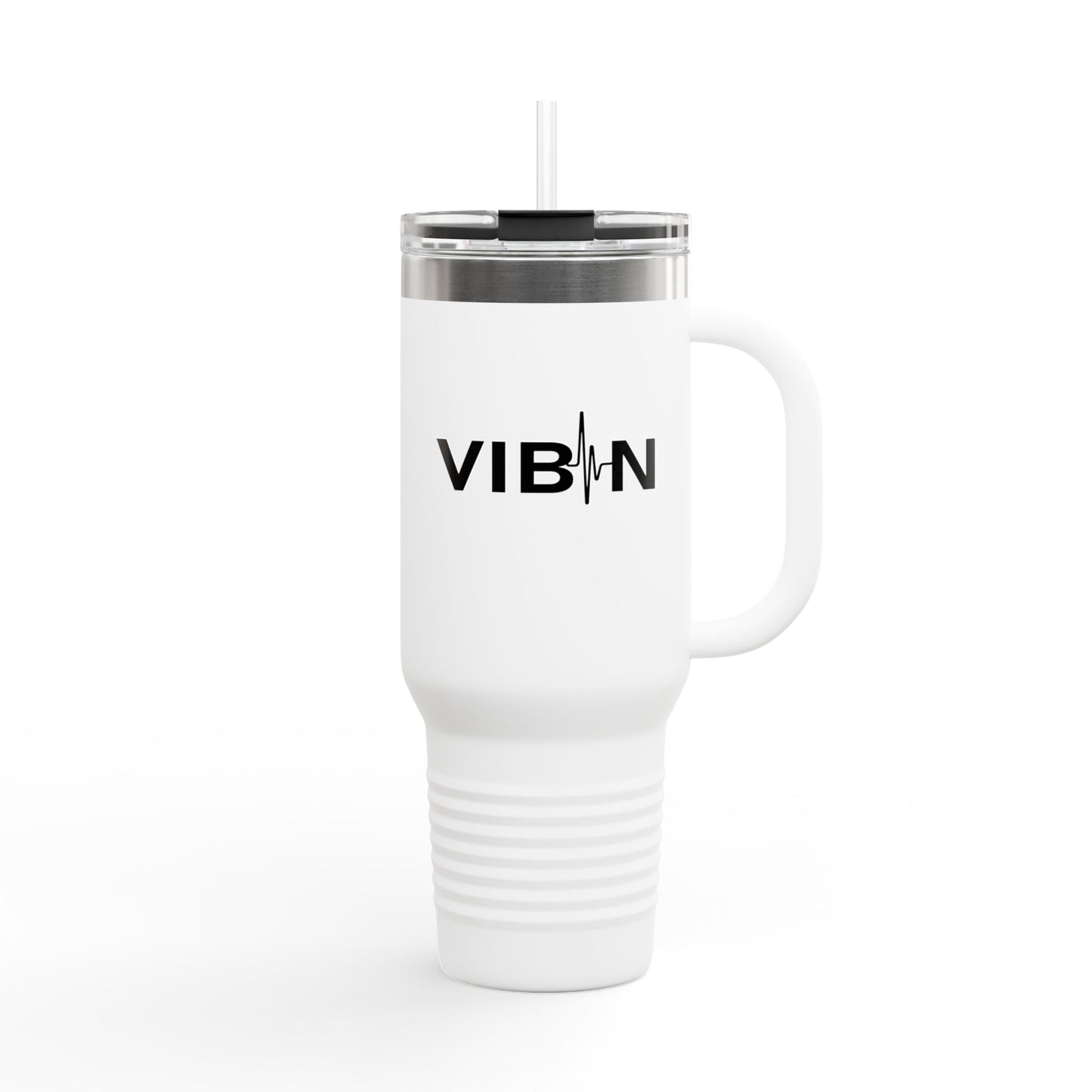 VIBIN 40oz Insulated Travel Mug – Large Stainless Steel Tumbler with Lid & Straw