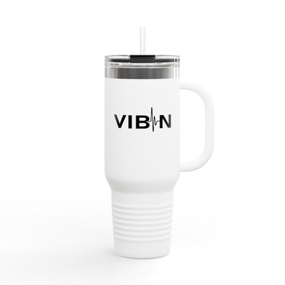 VIBIN 40oz Insulated Travel Mug – Large Stainless Steel Tumbler with Lid & Straw
