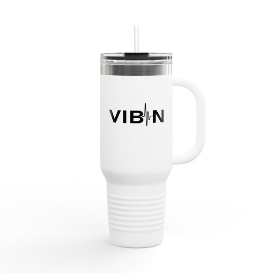 VIBIN 40oz Insulated Travel Mug – Large Stainless Steel Tumbler with Lid & Straw