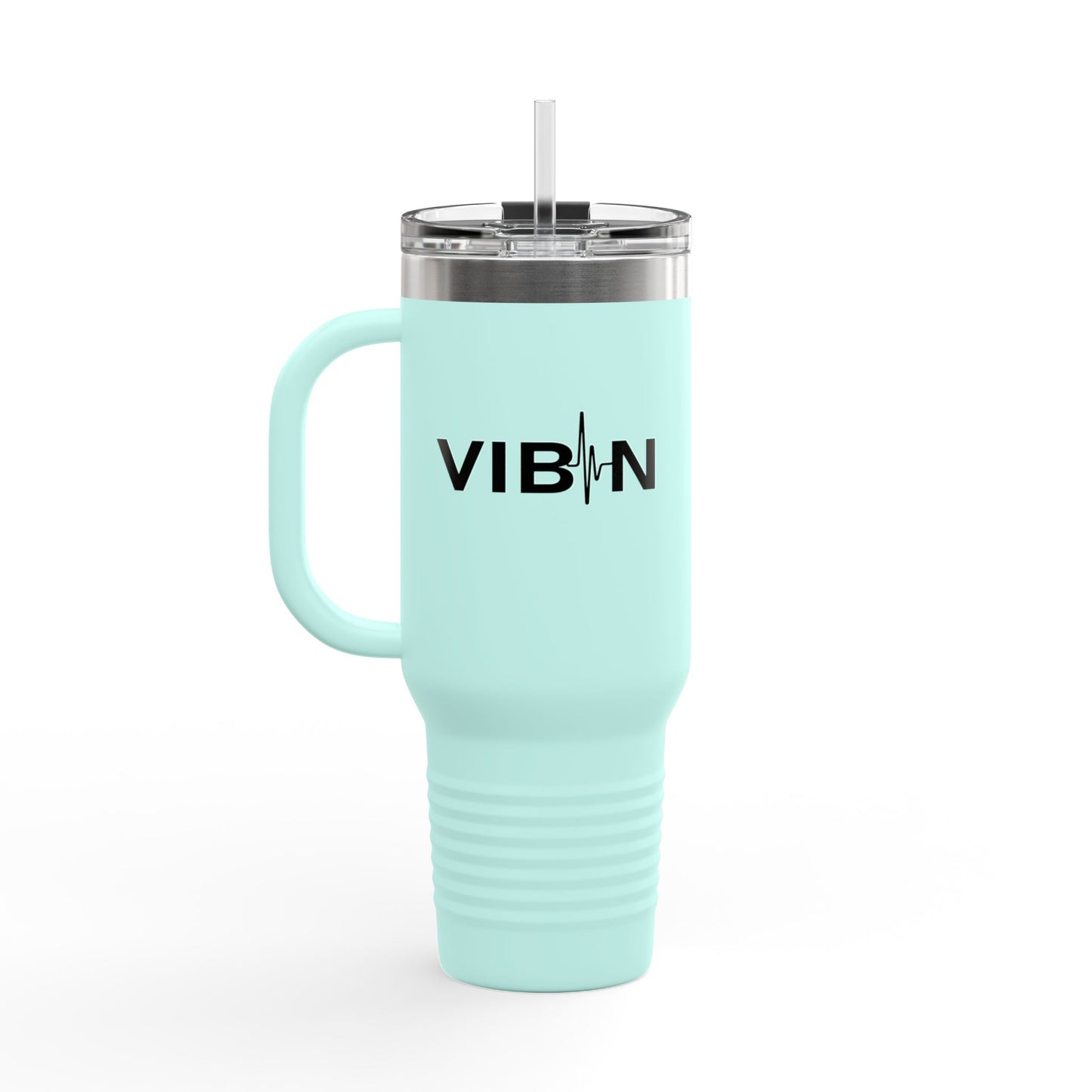 VIBIN 40oz Insulated Travel Mug – Large Stainless Steel Tumbler with Lid & Straw