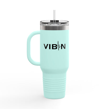 VIBIN 40oz Insulated Travel Mug – Large Stainless Steel Tumbler with Lid & Straw