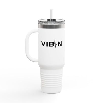VIBIN 40oz Insulated Travel Mug – Large Stainless Steel Tumbler with Lid & Straw
