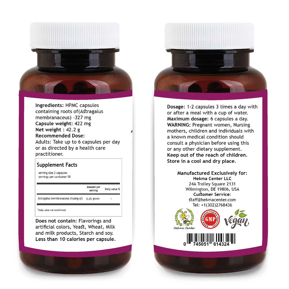 Astragalus Membranaceus Root – 100 Capsules