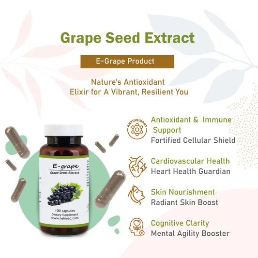 Grape Seed Extract – Organic Vitis Vinifera – 100 Capsules
