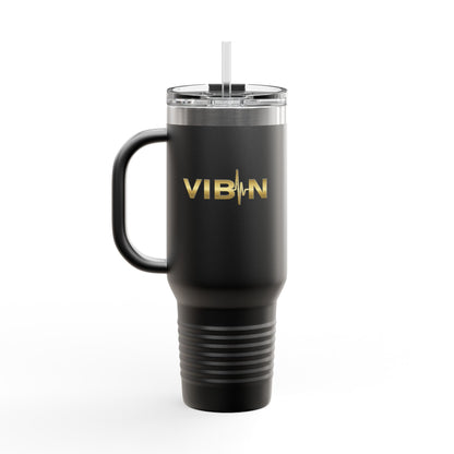 VIBIN 40oz Insulated Travel Mug – Large Stainless Steel Tumbler with Lid & Straw