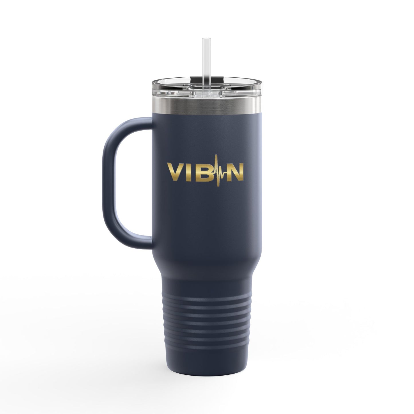 VIBIN 40oz Insulated Travel Mug – Large Stainless Steel Tumbler with Lid & Straw