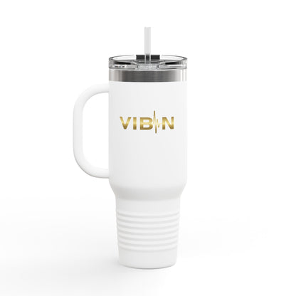 VIBIN 40oz Insulated Travel Mug – Large Stainless Steel Tumbler with Lid & Straw
