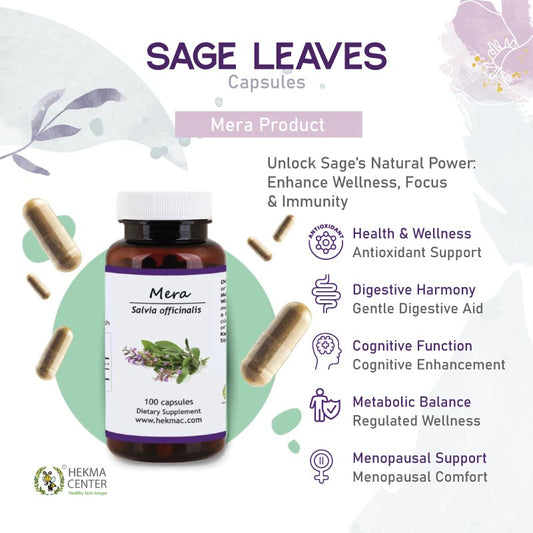 Sage Leaf – Organic Salvia Officinalis – 100 Capsules