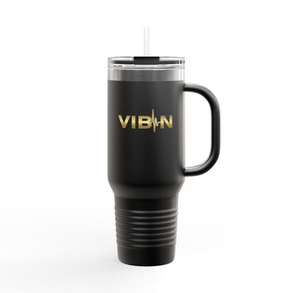 VIBIN 40oz Insulated Travel Mug – Large Stainless Steel Tumbler with Lid & Straw