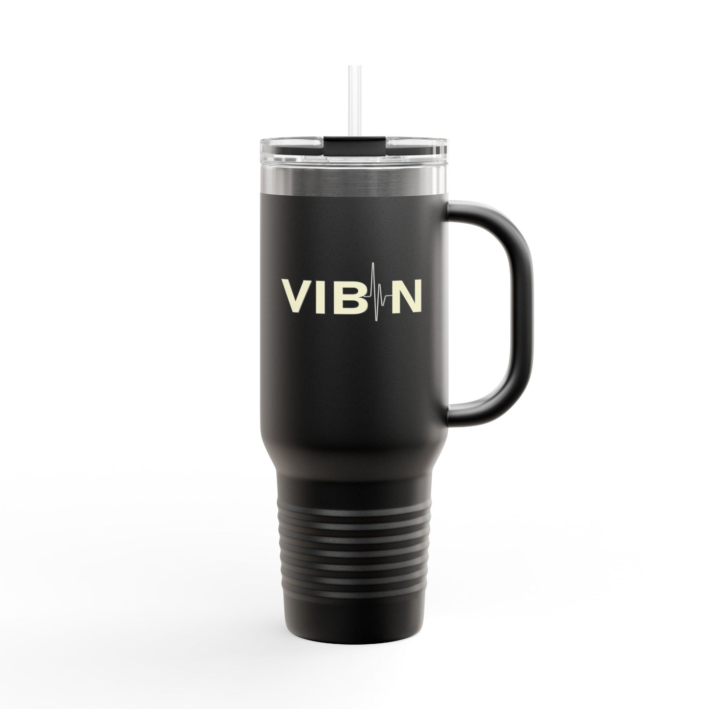 VIBIN 40oz Insulated Travel Mug – Large Stainless Steel Tumbler with Lid & Straw