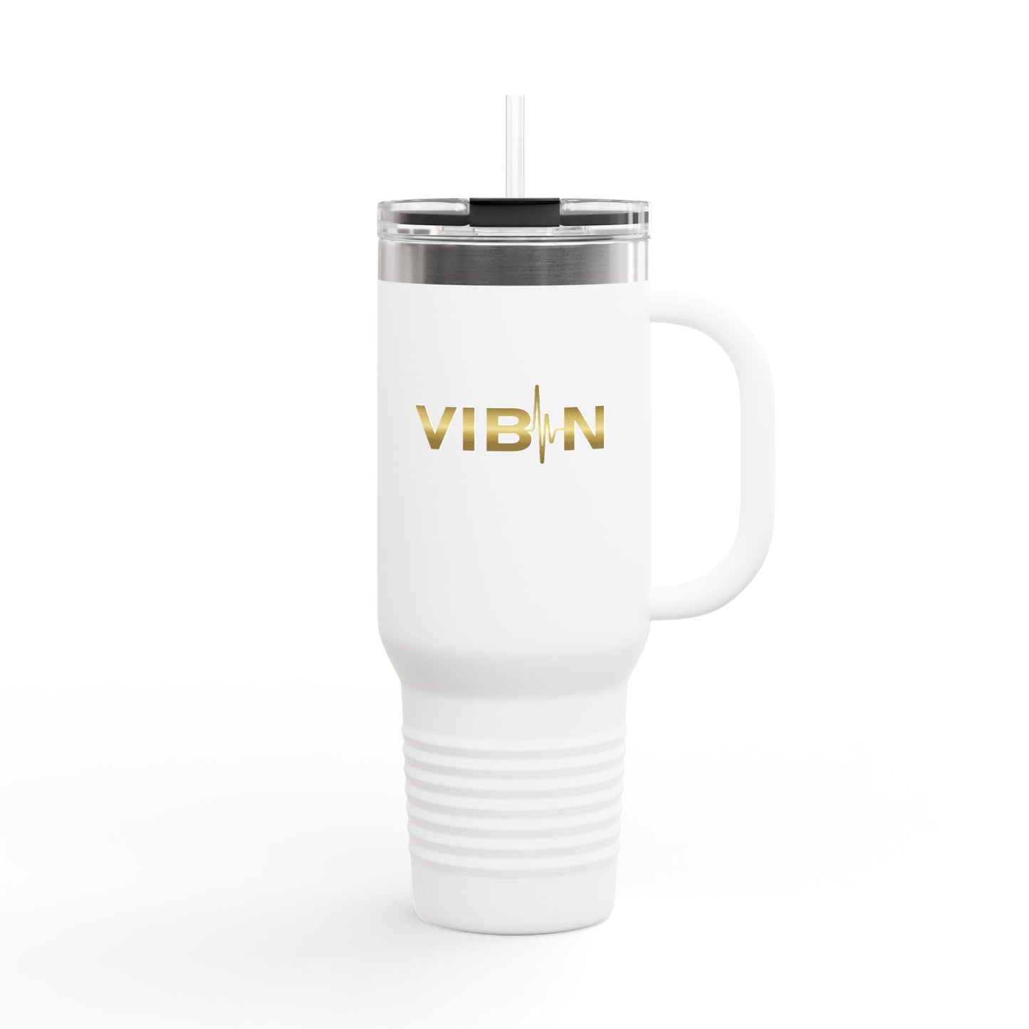 VIBIN 40oz Insulated Travel Mug – Large Stainless Steel Tumbler with Lid & Straw