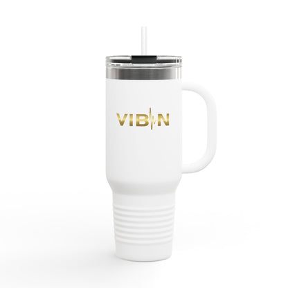 VIBIN 40oz Insulated Travel Mug – Large Stainless Steel Tumbler with Lid & Straw
