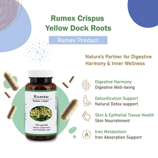 Rumex Crispus Root – Organic Yellow Dock – 100 Capsules