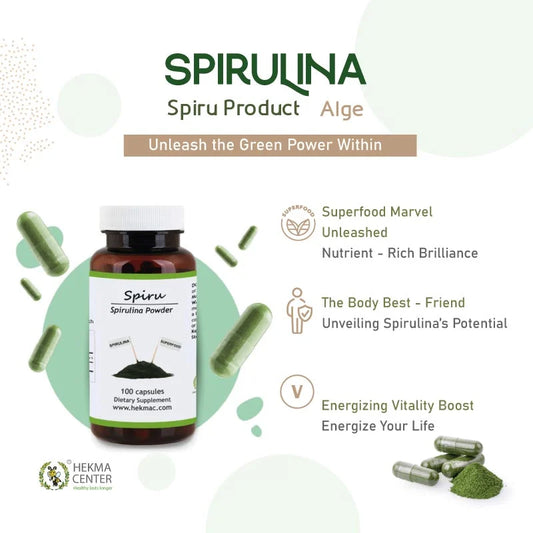 Spirulina Powder - Organic Arthrospira platensis - 100 Capsules