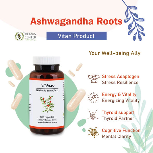 Ashwagandha Root Capsules – Organic Withania Somnifera – 100 Capsules