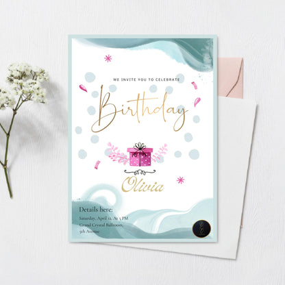 Whimsical Birthday Invitation | Cute Digital Party Invite | Editable & Printable Birthday Card for Kids and Adults | Instant Download