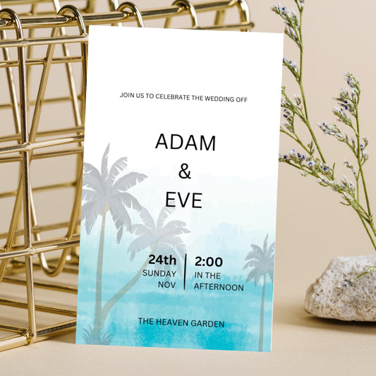 Tropical Wedding Invitation | Beach Wedding Save the Date Card | Destination Wedding Invite | Digital Printable & Editable Template