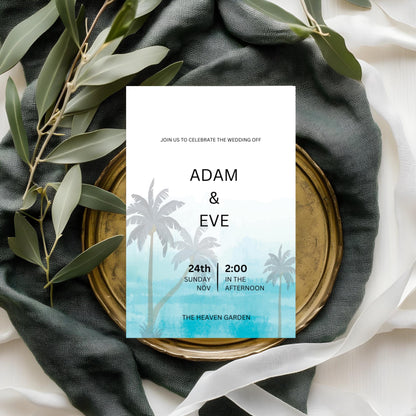 Tropical Wedding Invitation | Beach Wedding Save the Date Card | Destination Wedding Invite | Digital Printable & Editable Template