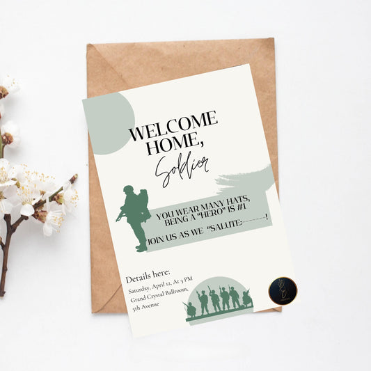 Customized Military Welcome Home Invite | Editable Soldier Homecoming Card | Printable Veteran Party Personalized Invitation