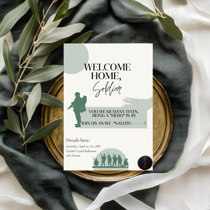 Customized Military Welcome Home Invite | Editable Soldier Homecoming Card | Printable Veteran Party Personalized Invitation