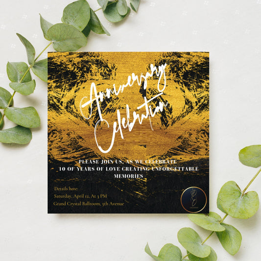 Customized Gold Anniversary Invite | Elegant Digital Card | Printable Anniversary Party Invite | 25th Wedding Anniversary