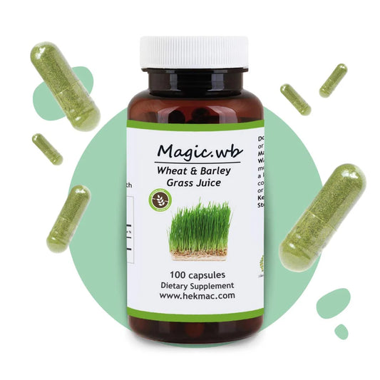 Wheat Grass Juice & Barley Grass Juice - Extract 1:25 - Organic Horedum vulgare and Triticum aestivum - 100 Capsules