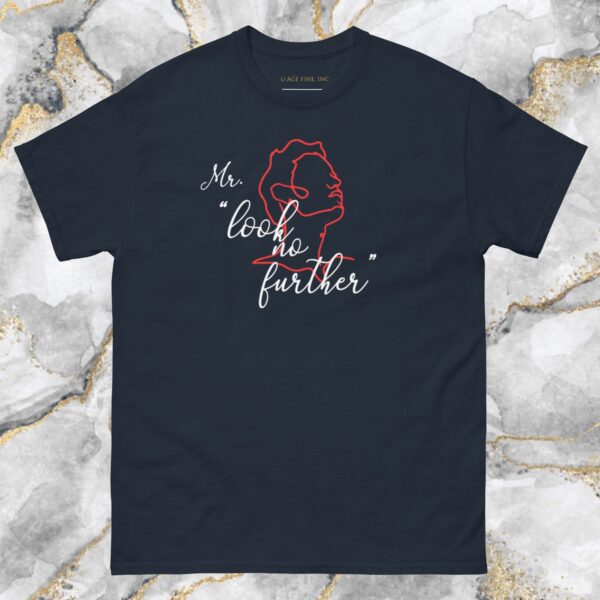 A black t-shirt with the words " my love is further ".