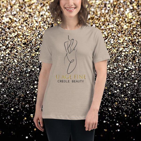 A woman wearing a t-shirt with the words " jessica brice creole beauty ".